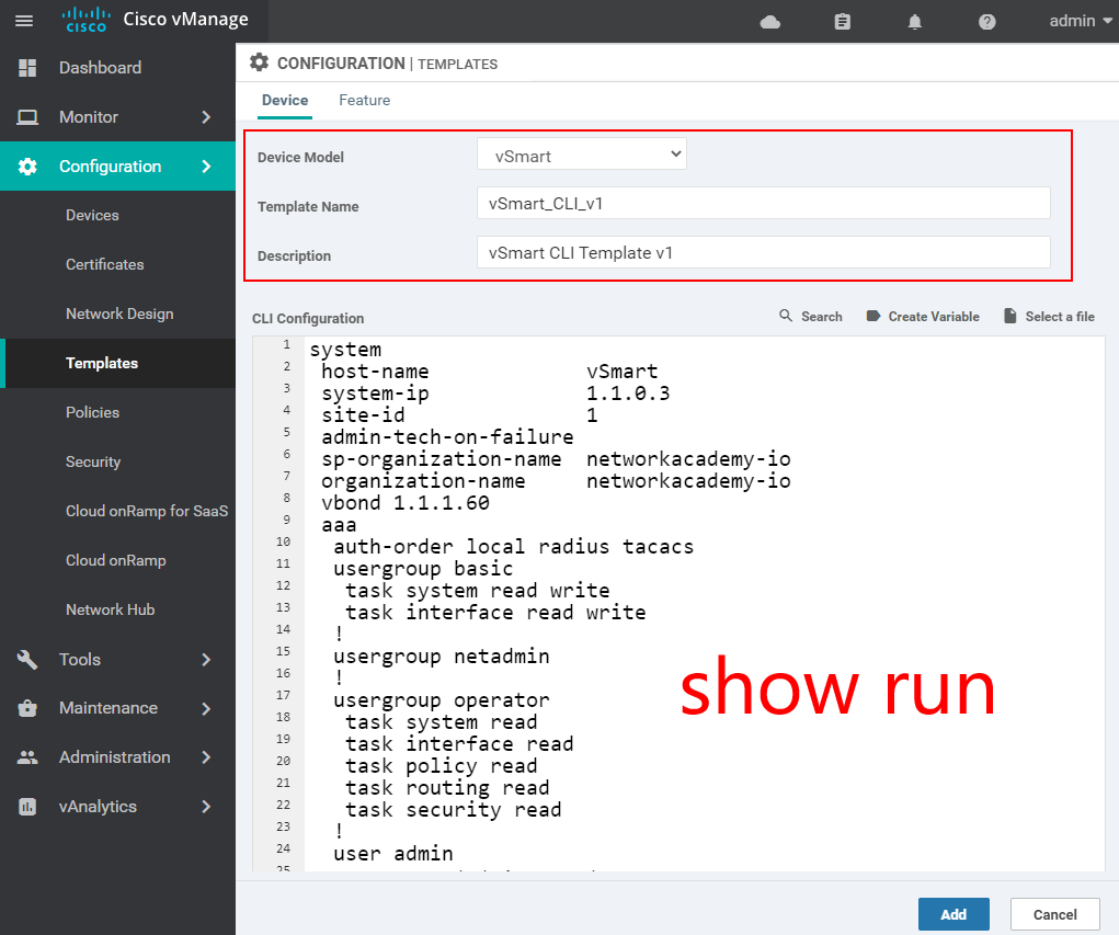CLI Template Construction