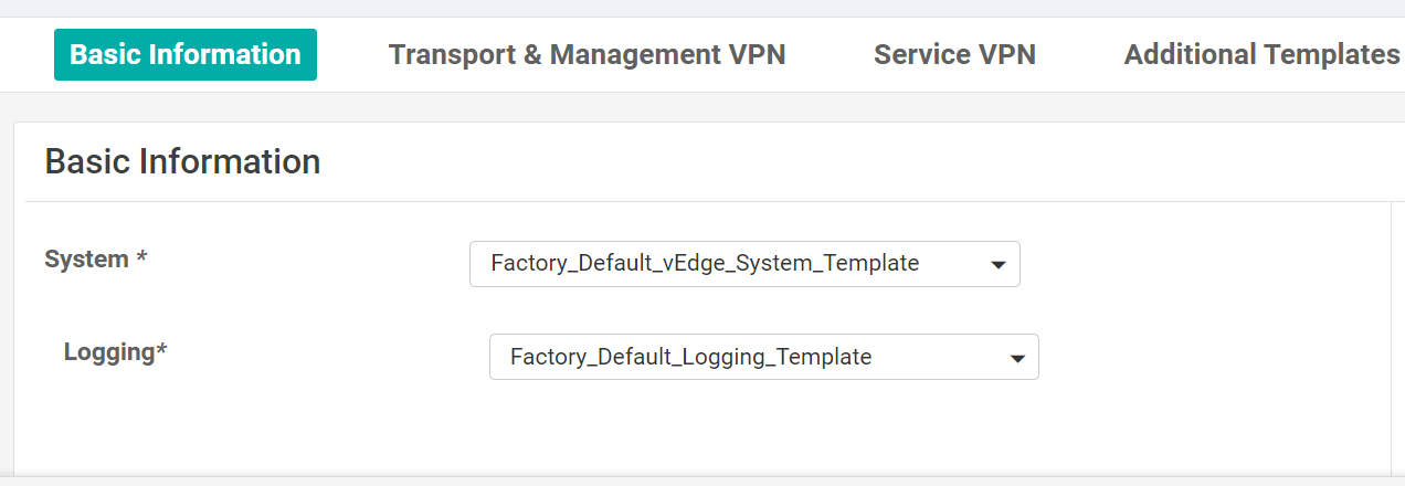 Factory Default Templates