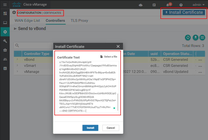 Install controllers certificates