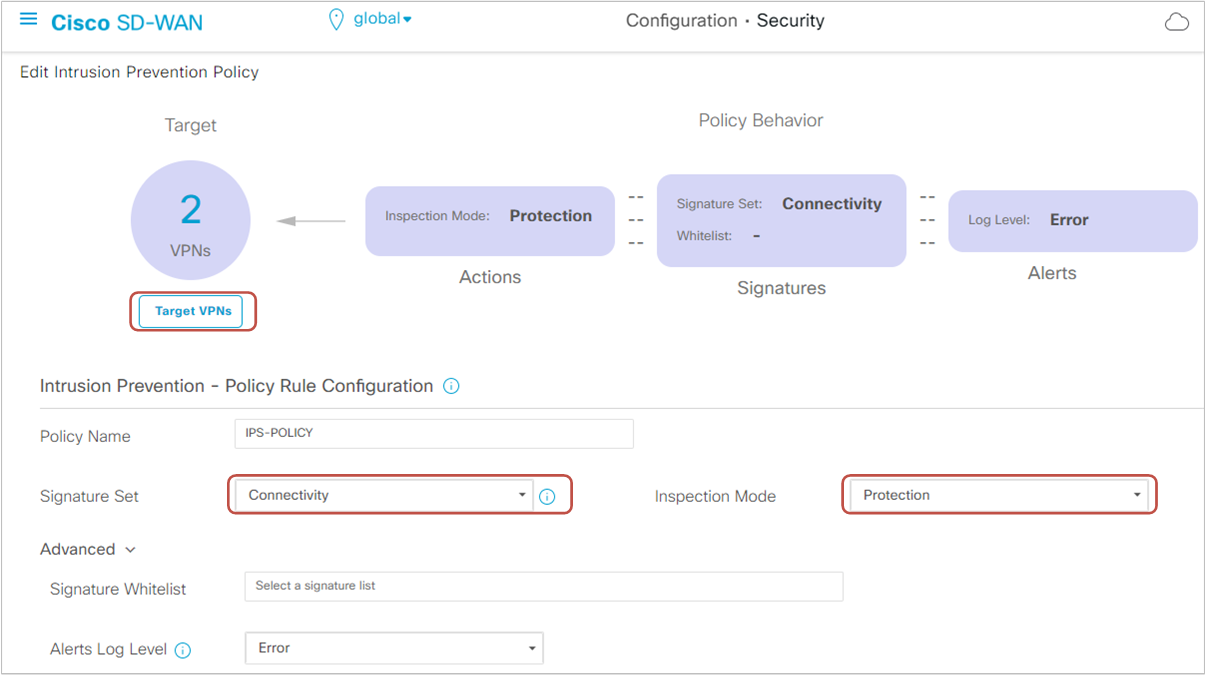 Configuring the IPS Policy