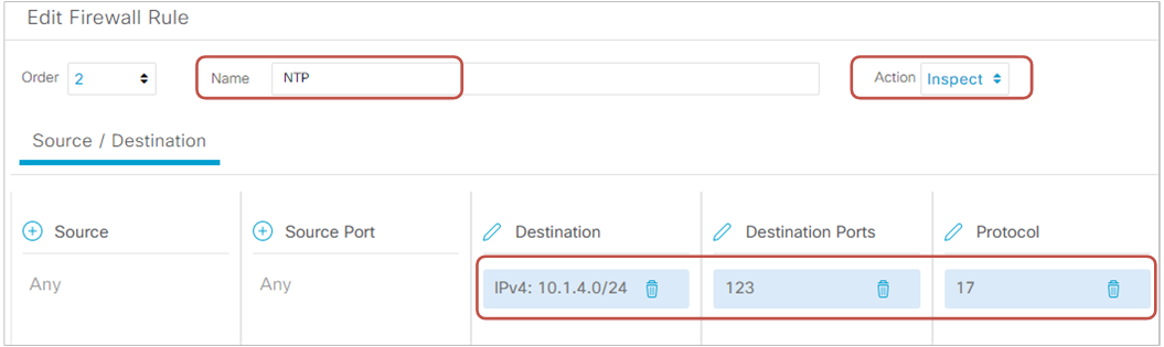 Adding a rule for inspecting NTP